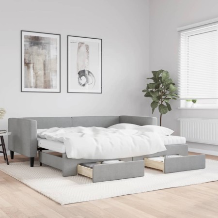 Sofá cama nido con cajones tela gris claro 90x190 cm de vidaXL, Camas y somieres - Ref: Foro24-3196642, Precio: 474,45 €, Des...