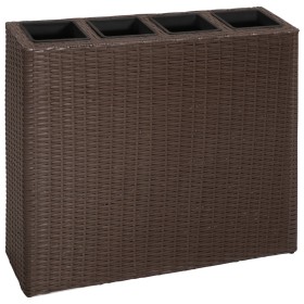 Jardinera alta con 4 macetas ratán sintético marrón de vidaXL, Maceteros y jardineras - Ref: Foro24-41085, Precio: 112,95 €, ...