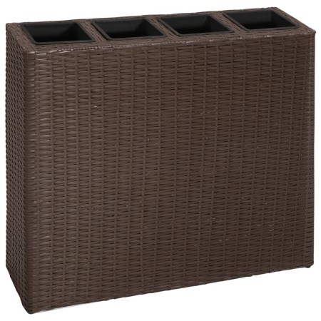 Jardinera alta con 4 macetas ratán sintético marrón de vidaXL, Maceteros y jardineras - Ref: Foro24-41085, Precio: 112,95 €, ...