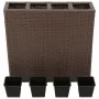 Tall planter with 4 brown synthetic rattan pots by vidaXL, Pots and planters - Ref: Foro24-41085, Price: 110,29 €, Discount: %