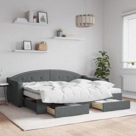Sofá cama nido con cajones tela gris oscuro 80x200 cm de vidaXL, Camas y somieres - Ref: Foro24-3197580, Precio: 456,51 €, De...