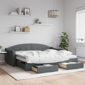 Sofá cama nido con cajones tela gris oscuro 90x200 cm de vidaXL, Camas y somieres - Ref: Foro24-3197585, Precio: 468,23 €, De...