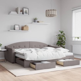 Sofá cama nido con cajones tela gris taupe 90x200 cm de vidaXL, Camas y somieres - Ref: Foro24-3197587, Precio: 484,02 €, Des...
