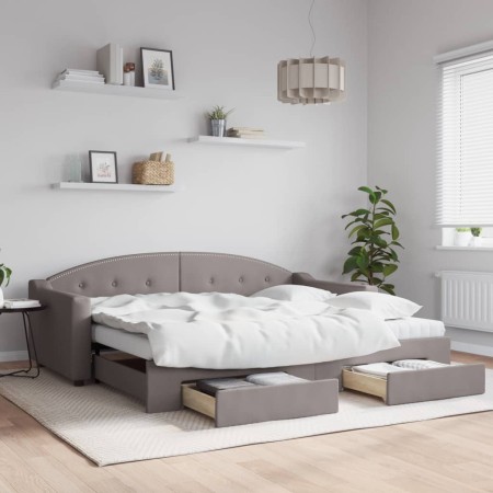 Sofá cama nido con cajones tela gris taupe 90x200 cm de vidaXL, Camas y somieres - Ref: Foro24-3197587, Precio: 484,02 €, Des...