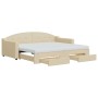 Sofá cama nido con cajones tela color crema 90x200 cm de vidaXL, Camas y somieres - Ref: Foro24-3197588, Precio: 476,85 €, De...