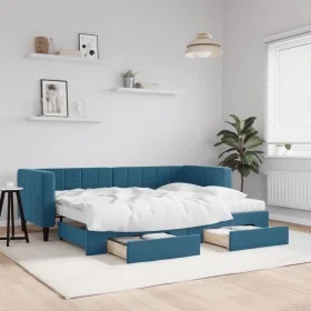 Trundle sofa bed with drawers blue velvet 80x200 cm by vidaXL, Beds and slatted bases - Ref: Foro24-3196755, Price: 480,91 €,...