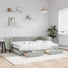 Sofá cama nido con cajones terciopelo gris claro 80x200 cm de vidaXL, Camas y somieres - Ref: Foro24-3196756, Precio: 481,18 ...
