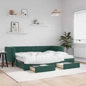 Sofá cama nido con cajones terciopelo verde oscuro 80x200 cm de vidaXL, Camas y somieres - Ref: Foro24-3196758, Precio: 452,2...