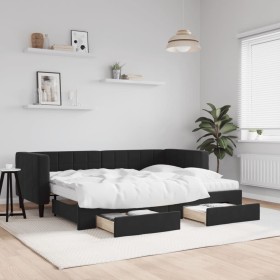 Sofá cama nido con cajones terciopelo negro 80x200 cm de vidaXL, Camas y somieres - Ref: Foro24-3196760, Precio: 477,53 €, De...