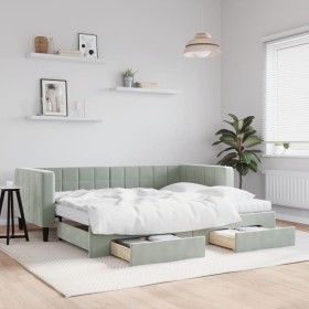 Sofá cama nido con cajones terciopelo gris claro 90x200 cm de vidaXL, Camas y somieres - Ref: Foro24-3196763, Precio: 485,29 ...