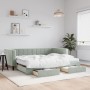 Sofá cama nido con cajones terciopelo gris claro 90x200 cm de vidaXL, Camas y somieres - Ref: Foro24-3196763, Precio: 485,29 ...