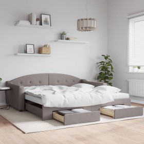 Sofá cama nido con cajones tela gris taupe 100x200 cm de vidaXL, Camas y somieres - Ref: Foro24-3197592, Precio: 484,87 €, De...