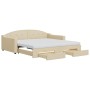 Sofá cama nido con cajones tela color crema 100x200 cm de vidaXL, Camas y somieres - Ref: Foro24-3197593, Precio: 473,99 €, D...