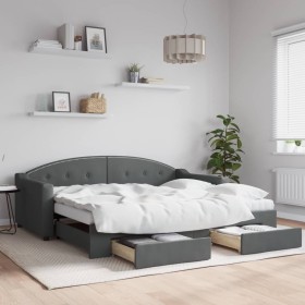 Sofá cama nido con cajones tela gris oscuro 90x190 cm de vidaXL, Camas y somieres - Ref: Foro24-3197595, Precio: 446,79 €, De...