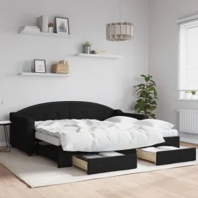 Sofá cama nido con cajones tela negro 90x190 cm de vidaXL, Camas y somieres - Ref: Foro24-3197596, Precio: 431,55 €, Descuent...