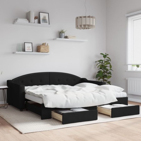 Sofá cama nido con cajones tela negro 90x190 cm de vidaXL, Camas y somieres - Ref: Foro24-3197596, Precio: 452,75 €, Descuent...