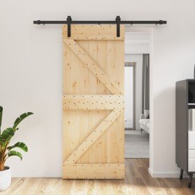 Puerta corredera con herrajes madera maciza de pino 85x210 cm en Puertas | Comprar online en Foru.es