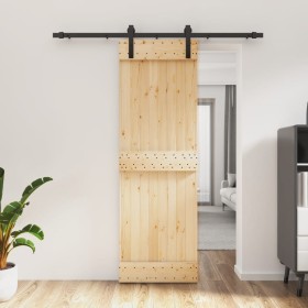Puerta corredera con herrajes madera maciza de pino 70x210 cm en Puertas | Comprar online en Foru.es