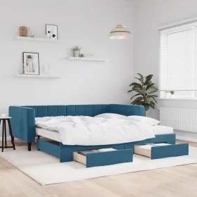 Sofá cama nido con cajones terciopelo azul 100x200 cm de vidaXL, Camas y somieres - Ref: Foro24-3196769, Precio: 473,81 €, De...