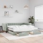 Sofá cama nido con cajones terciopelo gris claro 100x200 cm de vidaXL, Camas y somieres - Ref: Foro24-3196770, Precio: 482,17...