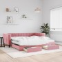 Sofá cama nido con cajones terciopelo rosa 100x200 cm de vidaXL, Camas y somieres - Ref: Foro24-3196773, Precio: 494,82 €, De...