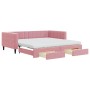 Sofá cama nido con cajones terciopelo rosa 100x200 cm de vidaXL, Camas y somieres - Ref: Foro24-3196773, Precio: 494,82 €, De...