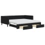 Sofá cama nido con cajones terciopelo negro 100x200 cm de vidaXL, Camas y somieres - Ref: Foro24-3196774, Precio: 479,52 €, D...