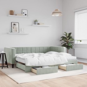 Sofá cama nido con cajones terciopelo gris claro 90x190 cm de vidaXL, Camas y somieres - Ref: Foro24-3196776, Precio: 452,65 ...