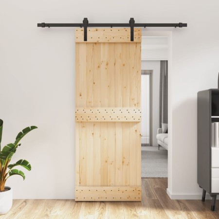 Puerta corredera con herrajes madera maciza de pino 80x210 cm en Puertas | Comprar online en Foru.es