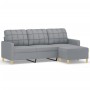 Sofá de 3 plazas con taburete de tela gris claro 180 cm de vidaXL, Sofás - Ref: Foro24-3201001, Precio: 331,32 €, Descuento: %