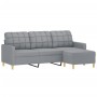 Sofá de 3 plazas con taburete de tela gris claro 180 cm de vidaXL, Sofás - Ref: Foro24-3201001, Precio: 331,32 €, Descuento: %