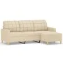 Sofá de 3 plazas con taburete de tela crema 180 cm de vidaXL, Sofás - Ref: Foro24-3201003, Precio: 320,88 €, Descuento: %