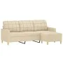 Sofá de 3 plazas con taburete de tela crema 180 cm de vidaXL, Sofás - Ref: Foro24-3201003, Precio: 320,88 €, Descuento: %