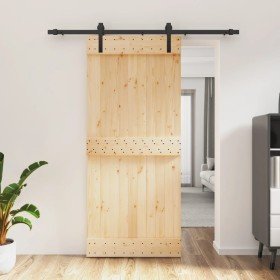 Puerta corredera con herrajes madera maciza de pino 90x210 cm en Puertas | Comprar online en Foru.es