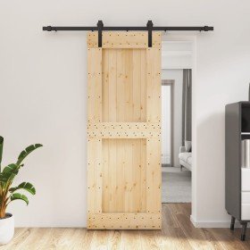 Puerta corredera con herrajes madera maciza de pino 80x210 cm en Puertas | Comprar online en Foru.es
