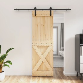 Puerta corredera con herrajes madera maciza de pino 70x210 cm en Puertas | Comprar online en Foru.es
