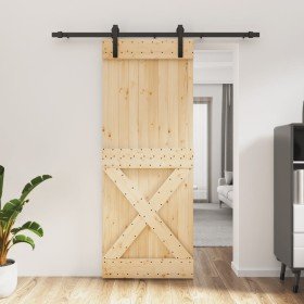 Puerta corredera con herrajes madera maciza de pino 80x210 cm en Puertas | Comprar online en Foru.es