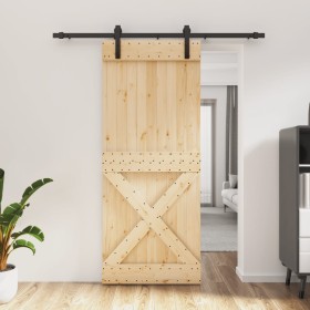 Puerta corredera con herrajes madera maciza de pino 85x210 cm en Puertas | Comprar online en Foru.es