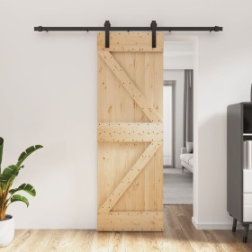 Puerta corredera con herrajes madera maciza de pino 70x210 cm en Puertas | Comprar online en Foru.es