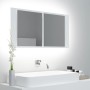 Armario espejo de baño con luz LED acrílico blanco 90x12x45 cm de vidaXL, Tocadores de baño - Ref: Foro24-804972, Precio: 59,...