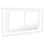 Armario espejo de baño con luz LED acrílico blanco 90x12x45 cm de vidaXL, Tocadores de baño - Ref: Foro24-804972, Precio: 59,...