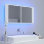 Armario espejo de baño con luz LED acrílico blanco 90x12x45 cm de vidaXL, Tocadores de baño - Ref: Foro24-804972, Precio: 59,...