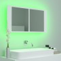 Armario espejo de baño con luz LED acrílico blanco 90x12x45 cm de vidaXL, Tocadores de baño - Ref: Foro24-804972, Precio: 59,...