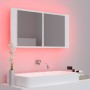 Armario espejo de baño con luz LED acrílico blanco 90x12x45 cm de vidaXL, Tocadores de baño - Ref: Foro24-804972, Precio: 59,...