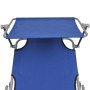 Tumbona plegable con capota acero y tela azul de vidaXL, Tumbonas - Ref: Foro24-41196, Precio: 58,20 €, Descuento: %