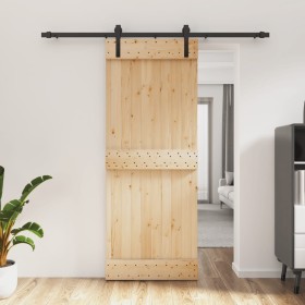 Puerta corredera con herrajes madera maciza de pino 80x210 cm en Puertas | Comprar online en Foru.es