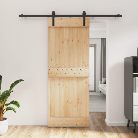 Puerta corredera con herrajes madera maciza de pino 80x210 cm en Puertas | Comprar online en Foru.es