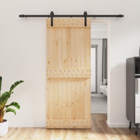 Puerta corredera con herrajes madera maciza de pino 85x210 cm en Puertas | Comprar online en Foru.es