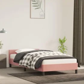 Pink velvet bed frame with headboard 90x200 cm by vidaXL, Beds and slatted bases - Ref: Foro24-347554, Price: 115,70 €, Disco...