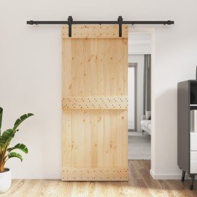 Puerta corredera con herrajes madera maciza de pino 90x210 cm en Puertas | Comprar online en Foru.es
